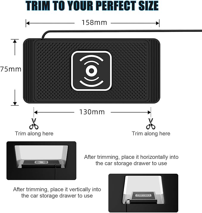 Wireless Charging Pad for Car for Chevrolet Silverado 1500 LT, 15W Fast Wireless Charger Mat Non-Slip Silicone Car Center Console Phone Charging Pad,A/15W-Type-c