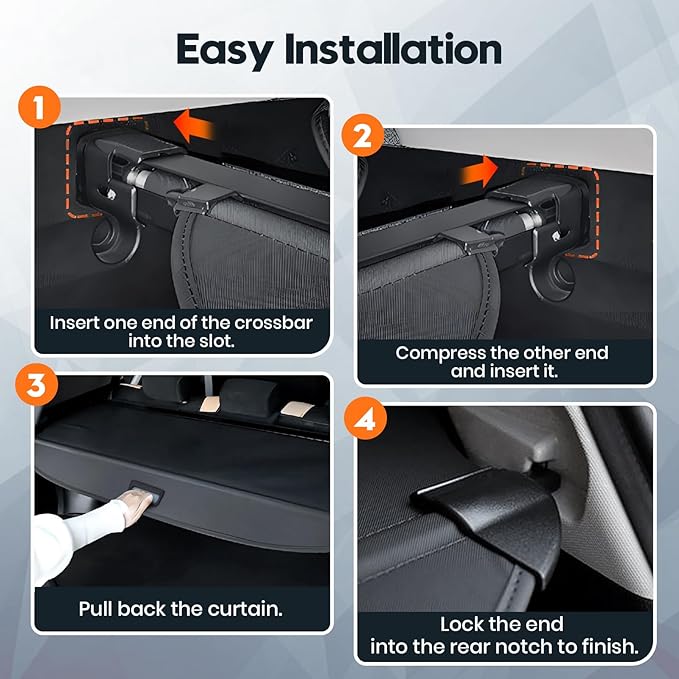 Powerty Retractable Cargo Cover for 2015-2018 Hyundai Santa Fe Sport, Canvas Texture Trunk Cover Privacy Screen Rear Security Shade for Santa Fe Sport Accessories(Not for Santa Fe)