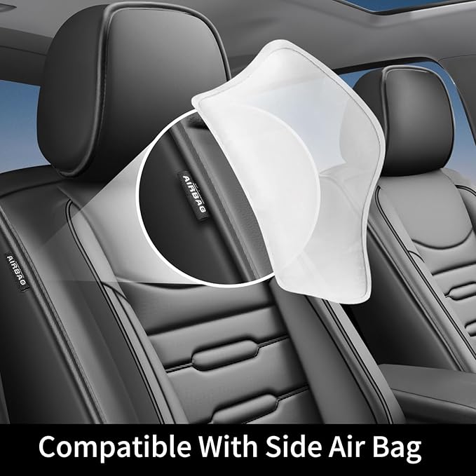 Fit Venza Car Seat Covers for Toyota Venza 2009-2024 2025 2026 - Upgraded Premium Waterproof & Breathable Leather, Airbag Compatible, All-Weather Seat Cushion Protector (Full Set, Black)