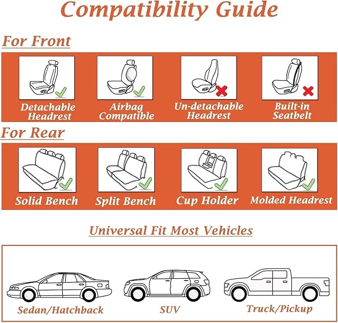 Coverado Seat Covers, Car Seat Covers Front Seats, Gray Car Seat Cover, Waterproof Car Seat Covers, Car Seat Cushion, Front Car Seat Covers Leatherette Car Seat Protector Universal Fit Most Cars