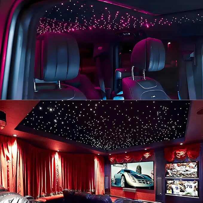AKEPO Small Size 16W Twinkle APP Fiber Optic Lights, Music Activated 9.8ft/3m*500pcs*0.03in/0.75mm Optical Fiber RGBW Starlight Headliner Kit for Car Truck Star/Home Ceiling