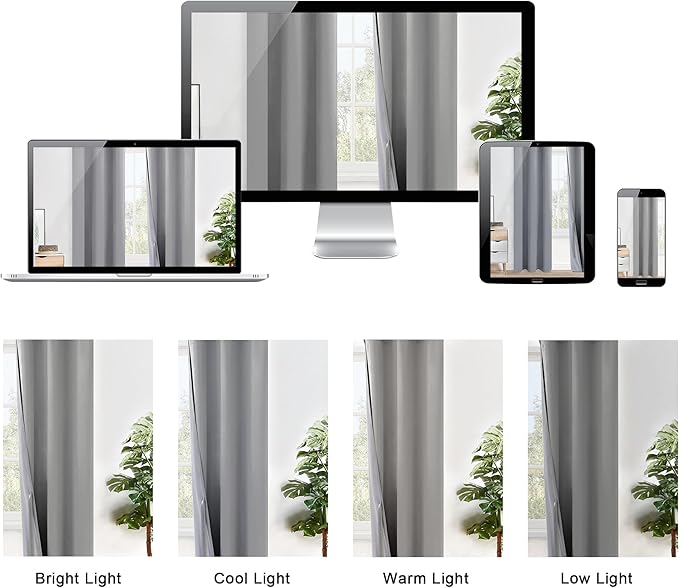 XWZO 100% Blackout Curtains with Tiebacks- 2 Thick Layers Completely Shaded Window Treatment Thermal Insulated Lined Drapes with Grommets for Bedroom/Laundry, Light Grey, W52 x L84, Set of 2 Panels