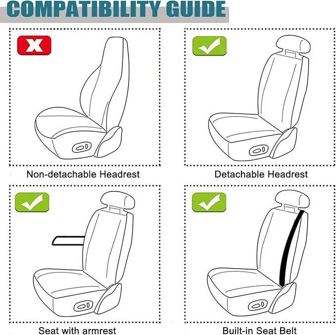 West Llama Linen Car Seat Covers-Breathable & Soft-Front Car Seat Protector Universal Fit 90% Cars,SUVs,Trucks,Diamond Pattern-1Pair,Black