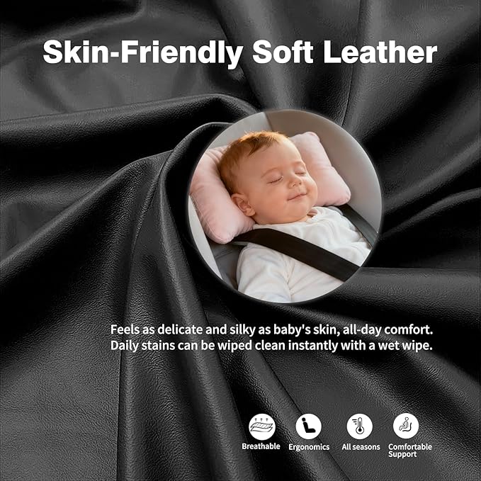 Memory Foam Car Headrest Neck Pillow Lumbar Support Cushion for Tesla Model Y/3/X/S BMW X3 X5 Lexus TX350 NX350 350h RX350 Volvo XC60 XC90 for Long Trips Driving Home Office(Black)