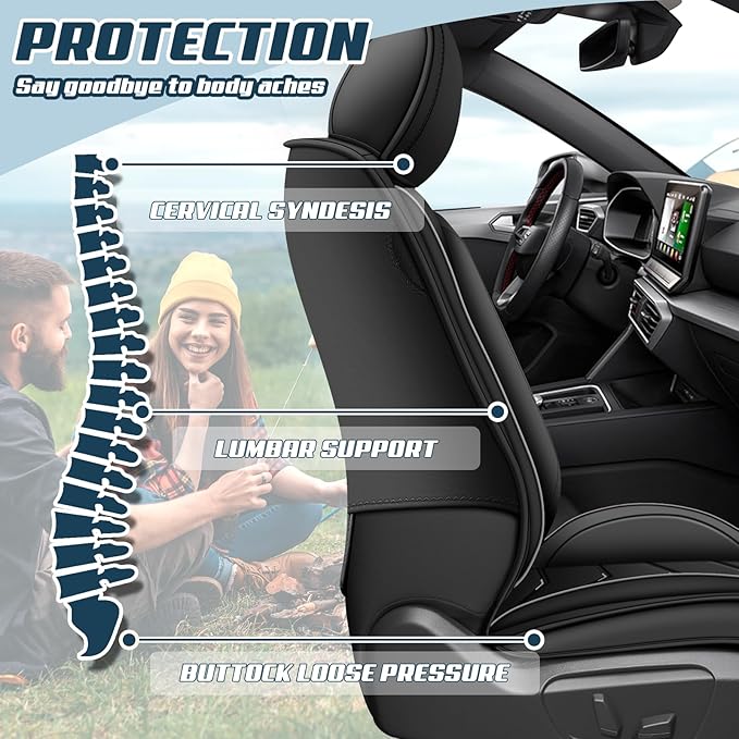 Car Seat Covers for VW Eos 2007-2016, Premium Nappa Leather Car Seat Cover, Stylish Sport Seat Covers， Automobile Seat Cover Sets.(Luxury 2 Seats/Pure Black)