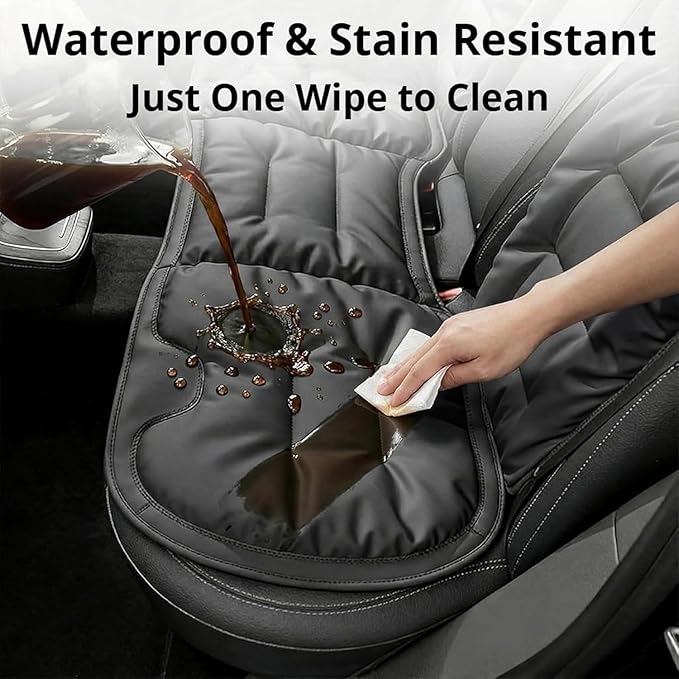 Skin-Friendly & Dirt-Repellent Leather Seat Cushions, 2026 Car Seat Cushion for Driving, 1.57" Thick Comfort Seat Protector, Universal Non-Slip Memory Foam Pad for Car (White, Backrest Cushion)