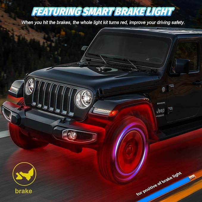 6 Pods RGB LED Rock Lights for UTV ATV Golf Cart Truck RZR Offroad Pickup SUV, Waterproof Multicolor Underglow Kit for Cars with APP Music Mode, Vehicle Underbody Light Underneath Accent 12V