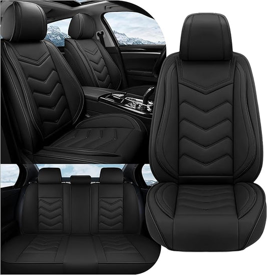 Car Seat Covers Fit for Toyota rav4 2000-2026, Stylish Sport Seat Covers, Waterproof Wear-Resistant Premium Nappa Leather Car Seat Cover.(Full Set/Pure Black)