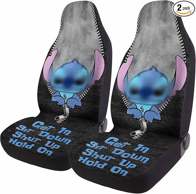 GENANY Blue Alien Car Seat Covers Set of 2, Breathable Front Seat Covers for Truck Sedan SUV, Cartoon Car Accessories, Cartoon Gift for Women Men