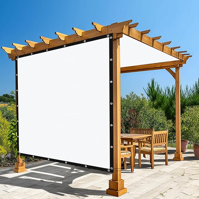 Amagenix 90% Pergola Shade Cover 7' X 24' Sun Shade Cloth with Grommets for Outdoor Garden Patio Porch, Commercial Grade 200 GSM - Cable Zip Ties Included (We Customized) GN108, White