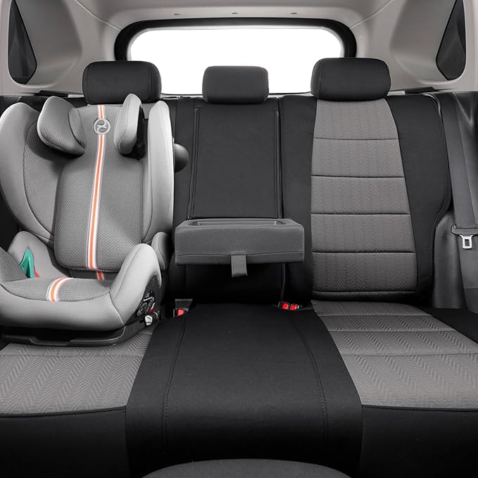 coverdream 2026 Rav4 Seat Covers Custom Fit for 2026 Toyota Rav4 Hybrid (LE,XLE Premium) SUV,Full Set Polyester Car Seat Protector Black & Grey