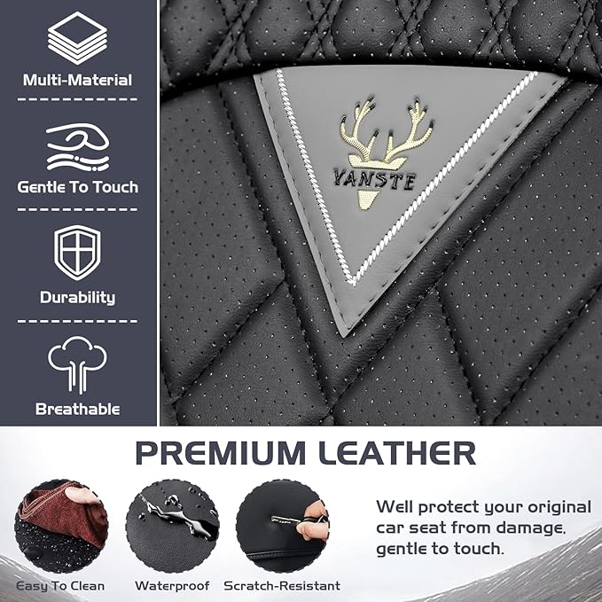 Truck Seat Covers for Nissan Frontier 2009-2026, Waterproof Premium Leather Full Coverage Car Seat Cover, Muscle Sport Style Auto Interior Seat Cover Sets (Front Set/Gray Black)
