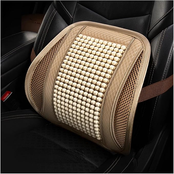 TOMSE Car Seat Chair Back Cushion for BMW X3 G01 2019 2020 2021 2022 2023 2024, Wooden Beads Ventilate Mesh Lumbar Brace Strong Durable Relieve Fatigue Summer Interior Accessories,B-Waist Cushion