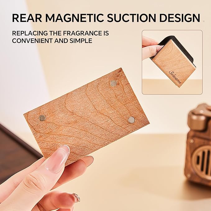 Car Air Freshener, Natural Wood Air Freshener Long Lasting, Car Air Freshener Diffuser with Metal Clip, Car Odor Eliminator, Magnetic Auto Accessories Teak