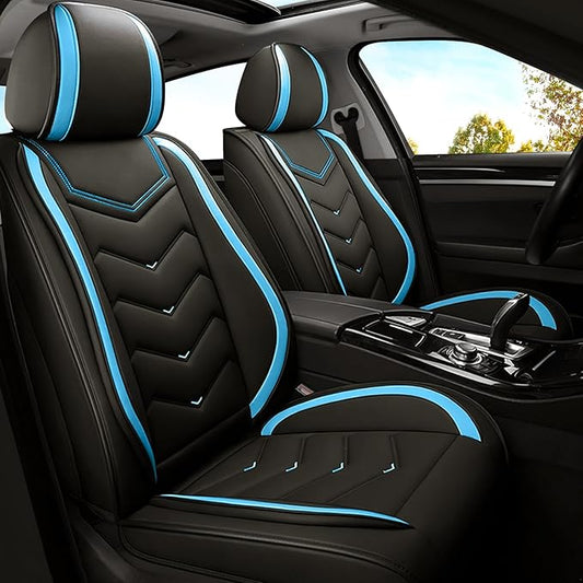 Car Seat Covers for KIA Sedona 2003-2021, Premium Nappa Leather Car Seat Cover, Stylish Sport Seat Covers， Automobile Seat Cover Sets.(Standard 2 Seats/Black Blue)