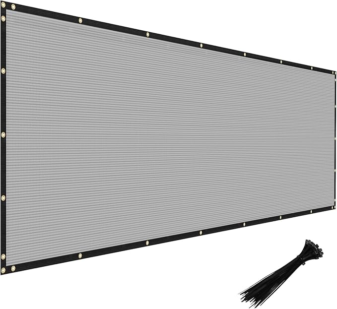 Windscreen4less Privacy Fence Screen Heavy Duty Windscreen Fencing Mesh Fabric Shade Net Cover with Brass Grommtes for Outdoor Wall Garden Yard Pool Deck, 8'x125' Light Gray