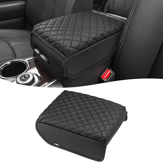 KBH Center Console Armrest Cover for Infiniti QX60 & JX35, Nissan Pathfinder 2013 2014 2015 2016 2017 2018 2019 2020, Vinyl Leather Trim, Middle Console Lid Protector, Anti-Scratch, Black