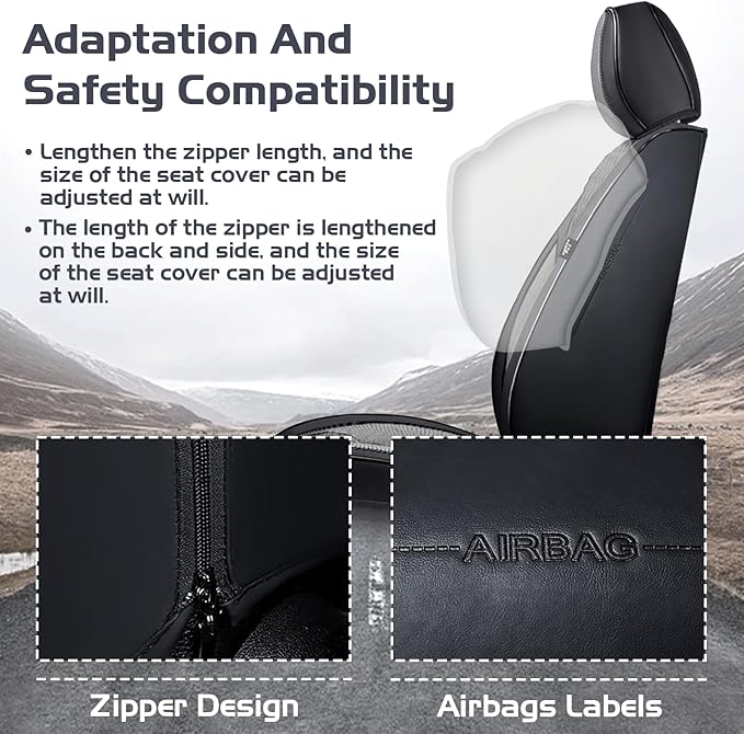Truck Seat Covers for Ram 3500 2009-2026, Waterproof Premium Leather Full Coverage Car Seat Cover, Muscle Sport Style Auto Interior Seat Cover Sets (Full Set/Black Gray)