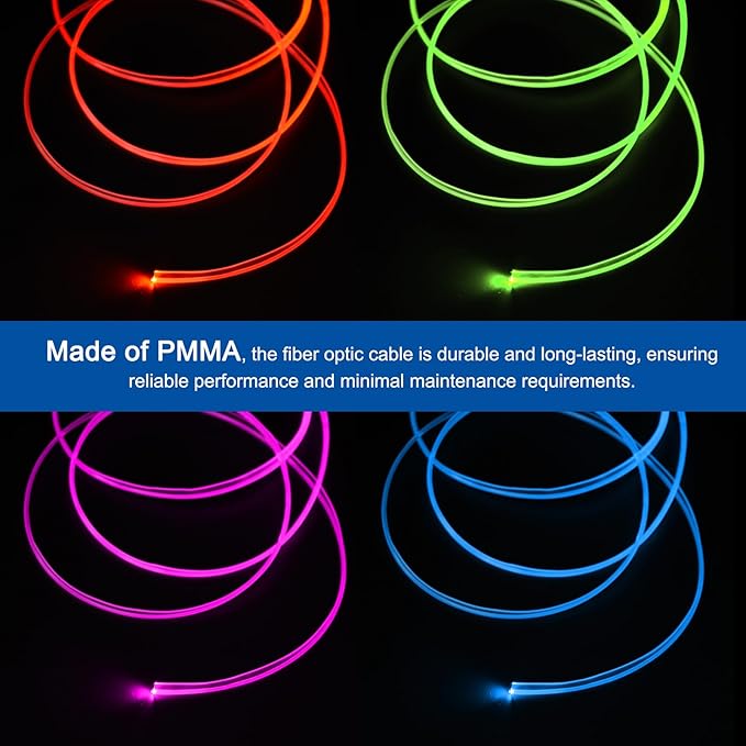 MECCANIXITY Fiber Optic Cable Car Side Glow LED Illumination Crystal Cables Car Atmosphere Neon Cold Lights 4 Meters 3mmx6mm