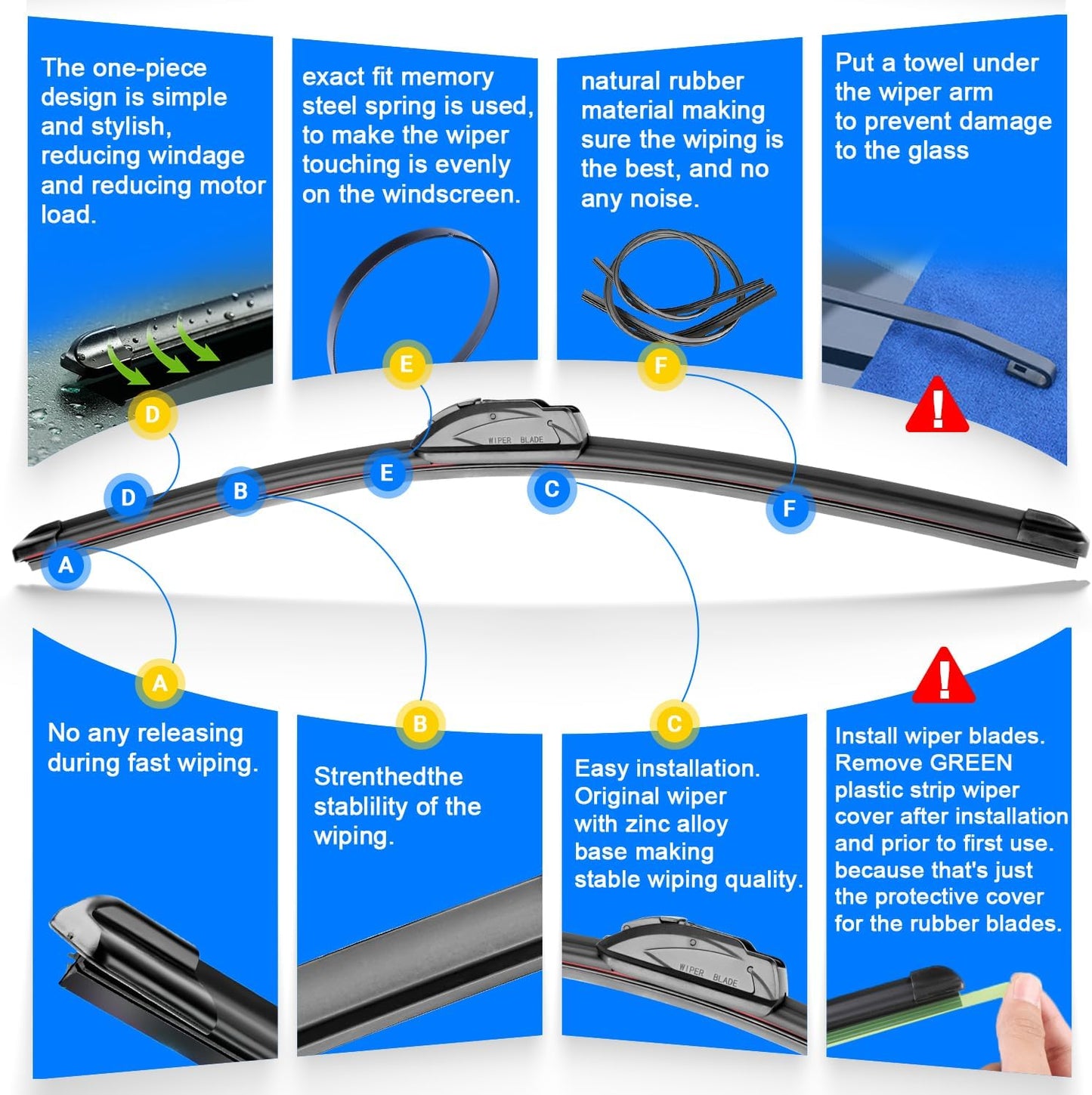 Windshield Wiper Blades Replacement for Nissan Kicks 2018 2019 2020 2021 2022 2023 Original Factory Quality Front Rear Wipers Blade Set for My Car - 26" 16" 12" (Pack of 3)