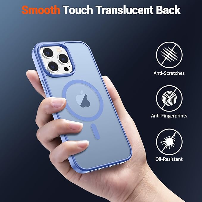 SUPFINE Magnetic for iPhone 15 Pro Case (Compatible with MagSafe) (Military Grade Drop Protection) Translucent Matte Shockproof with Anti-Fingerprint Phone Case,Blue Purple