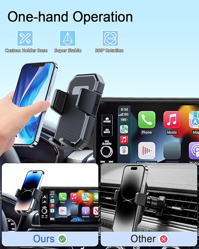 PZK Car Phone Mount for Toyota Camry 2007 2008 2009 2010 2011 Accessories Custom Air Vent Car Phone Holder Auto Lock Hands Free 360° Rotation Cell Phone Automobile Cradles