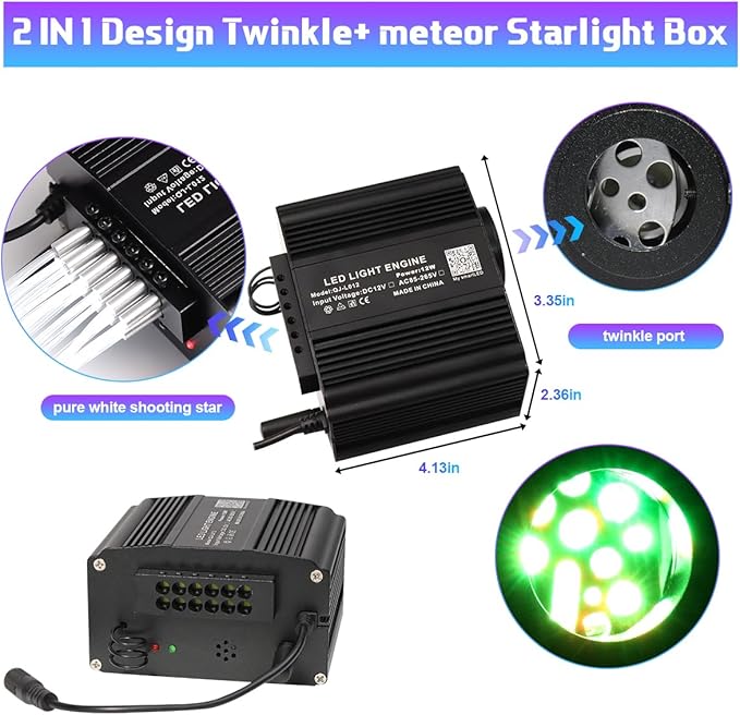 AMKI 550pcs 0.03in 9.8ft Twinkle Starlight Headliner Kit, Updated 2 in 1 Twinkle+Meteor Fiber Optic Light Box RGBW Sound Activated Mode for Car& Home Decoration, 240pcs Pure White Shooting Star
