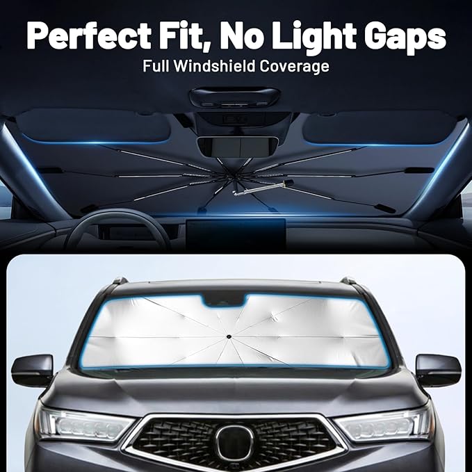 Car Windshield Sun Shade for Nissan Frontier 2022-2026 –[Reflective Coated Fabric] Sunshade Umbrella for Front Window, Car Shades Sun Visor Keep Car Cool and Protects Interior, 1:1 Exact Fit