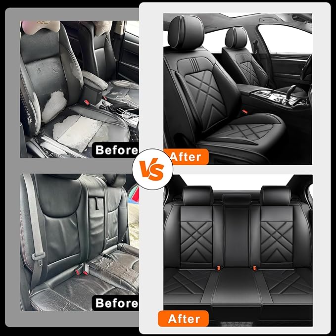 CX-70 Car Seat Covers Custom Fit for Mazda CX-70 2025-2026, Full Coverage Premium Leather Waterproof Breathable Seat Covers, Automotive Seat Protectors, Airbag Compatible(2 Front Seats, Black)