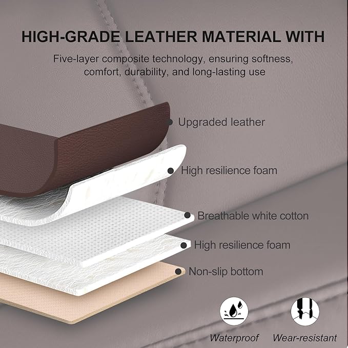 Car Seat Cover for Luxury & Comfort - PU Leather, Anti-Slip, Full Wrap Protection with Storage Pocket for Bottom Cushion - Universal Fit for 95% of Vehicles (Coffee Color,1 Piece)