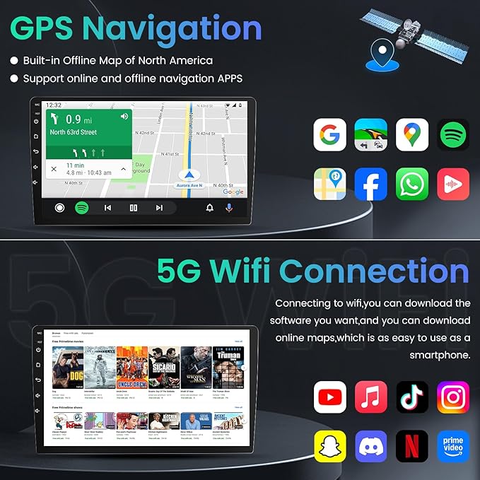 Car Radio for Honda Civic 2016-2021: 4Core 64G ROM 9 Inch Touchscreen Stereo Head Unit with Wireless CarPlay Android Auto Mirror Link GPS Bluetooth FM SWC Navigation WiFi, Free Camera