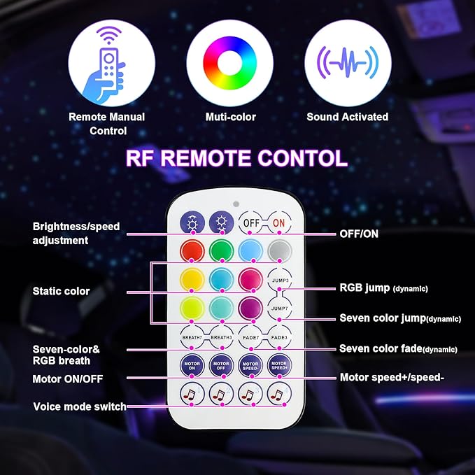 Small Size Car Twinkle Fiber Optic Starlight Headliner Kit, Sound-Activated APP& Remote Control Starlight Engine for Car Home, 400pcs 9.8ft