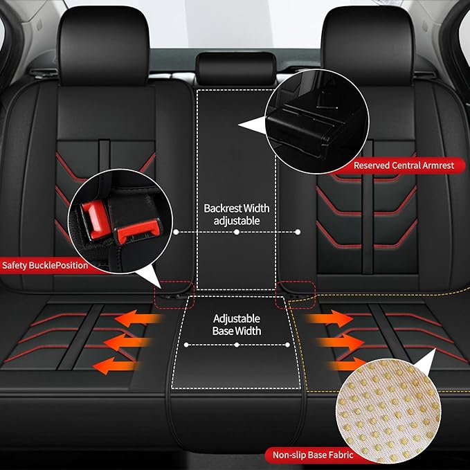 TTX LIGHTING Car Seat Covers fit for Subaru Impreza 2012-2026 Full Set: Premium Leather Automotive Seat Cover with Airbag Compatible Waterproof (5 Seats, Redline)