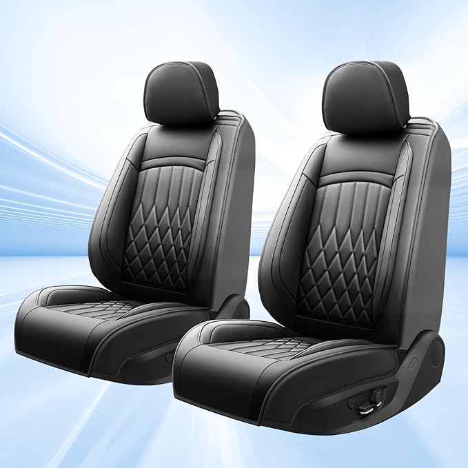 Fit Integra Car Seat Covers for Acura Integra 2023-2026 - Premium Leather, Waterproof, All-Weather, Airbag Compatible, Breathable, Seat Protectors, Only 2 Front seat Covers, Black