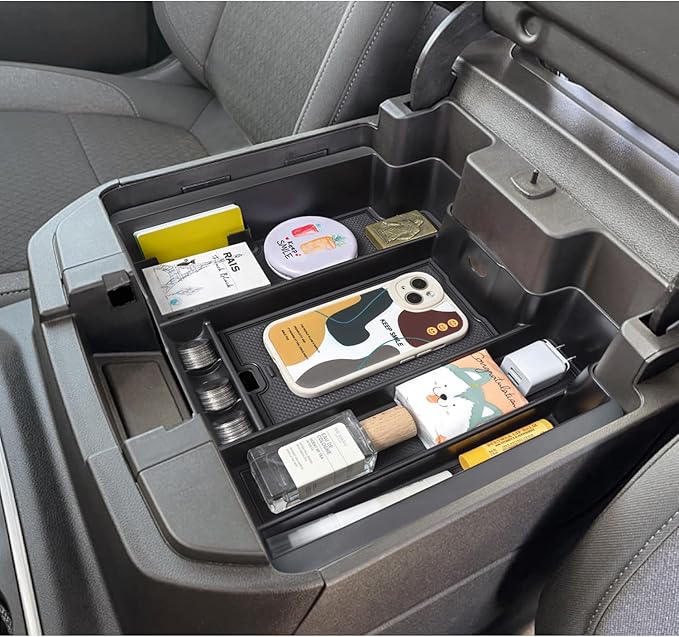 PIMCAR Full Size Center Console Organizer for 2019-2022 Chevy Silverado/GMC Sierra 1500 & 2020-2023 Silverado/Sierra 2500 HD 3500 HD Accessories-Full Console w/Bucket Seats ONLY