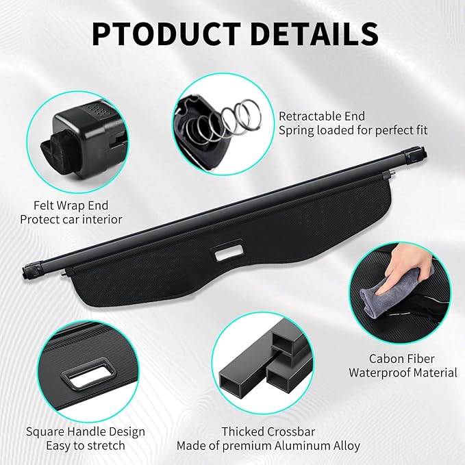 Tecoom Rear Trunk Cargo Cover Fit for Chevrolet Blazer 2019-2024, Carbon Fiber Trunk Security Covers fit for Chevy Blazer 2019 2020 2021 2022 2023 2024 Accessories, Retractable Luggage Privacy Screen