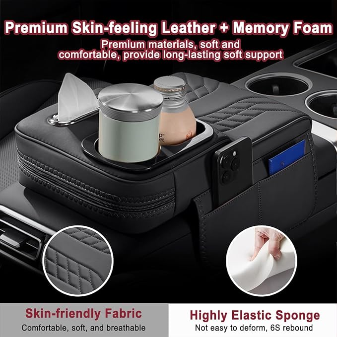 Car Armrest Cover for BMW M440i 2020 2021 2022 2023 2024 2025 2026, Center Console Cover Mat Armrest Seat Box Cover Cushion Console Pad Interior Accessories,A