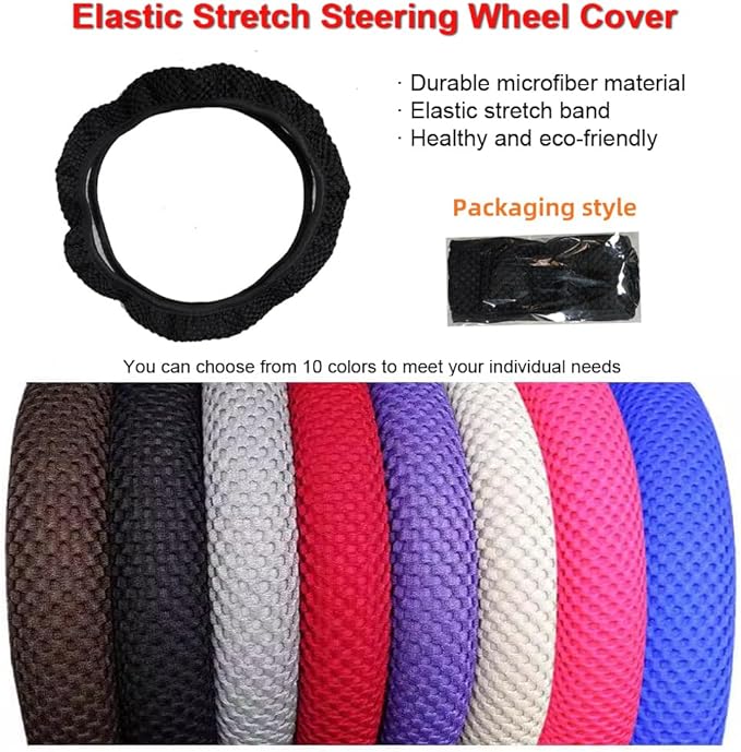 Hiflyer Steering Wheel Cover - Universal 14.5-15 Inch, Soft Microfiber, Women & Men, Grey
