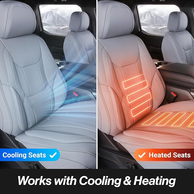 Coverland Custom Fit Car Seat Covers for SUV Compatible with [RAV4,Corolla Cross, CR‑V, Forester, CX‑9, C‑HR, Venza] Premium Waterproof Non-Slip Interior Seat Protector [Front Gray - Size Chart A24]