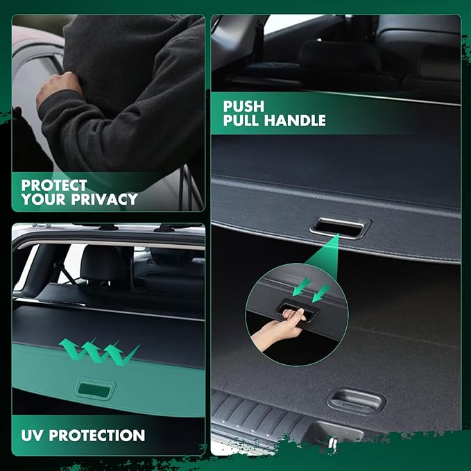 Cargo Cover for 2015-2019 Fit for Toyota Land Cruiser Prado FJ150 5 Seats 5.7L Retractable Rear Trunk Cargo Shade Luggage Security Cover Shielding Waterproof