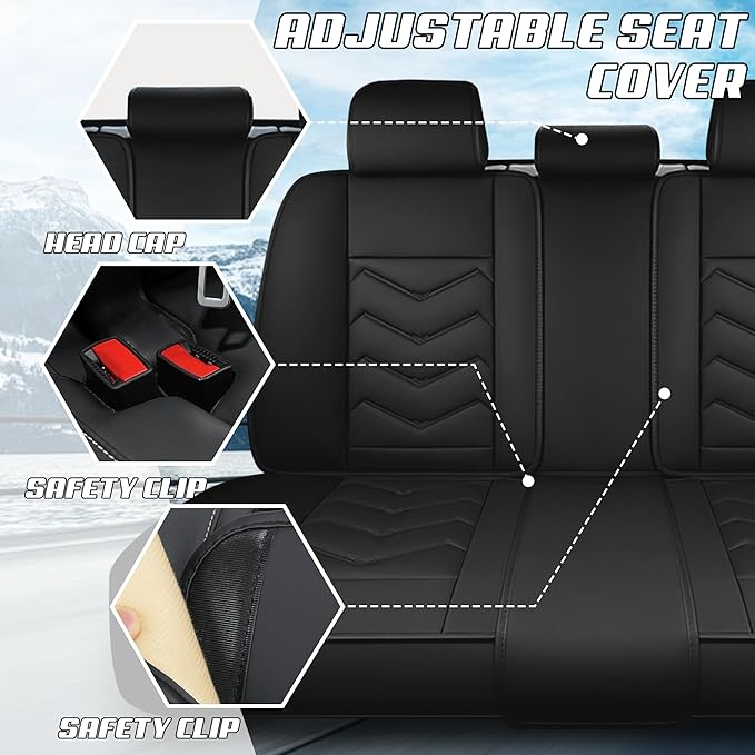 Car Seat Covers Fit for Toyota rav4 2000-2026, Stylish Sport Seat Covers, Waterproof Wear-Resistant Premium Nappa Leather Car Seat Cover.(Full Set with Pillow/Pure Black)