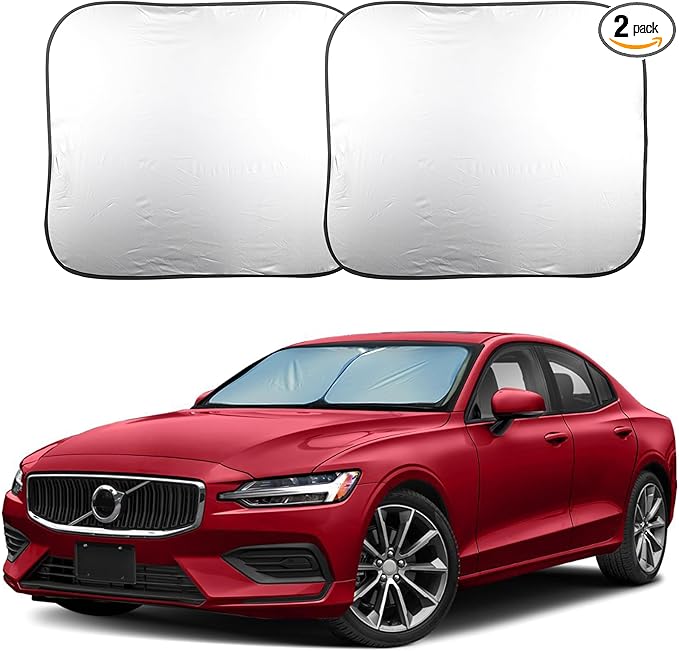 EcoNour Car Windshield Sun Shade Foldable, 2 Piece Car Sunshades Reflect UV Rays and Heat, Front Windshield Sunshade for Car Window and Interior Protection, Medium 31 x 28 Inches