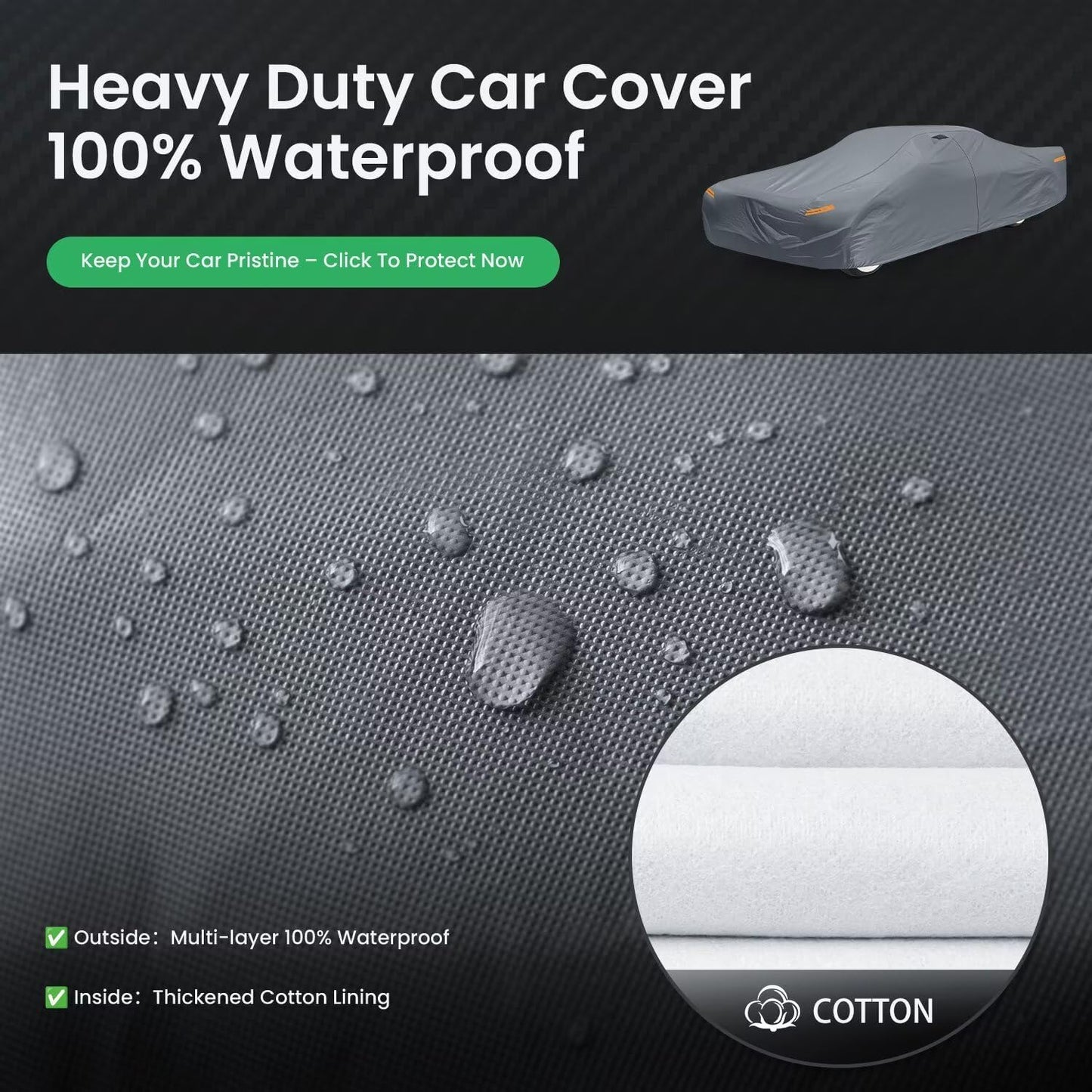 Waterproof Chevrolet Bel Air(1950-1957) Car Cover with Breathable Vents, [2025 Upgrade] Premium Covers with Cotton Liner and Zipper Door, Sun Rain Snow Dust Uv Protection.(Gift with Towel)