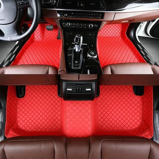 Custom Making Car Floor Mats for 98% Sedan SUV Car Protection Full Coverage Mats Anti-Slip Leather Floor Liners All Weather Car Floor Mats (Red)