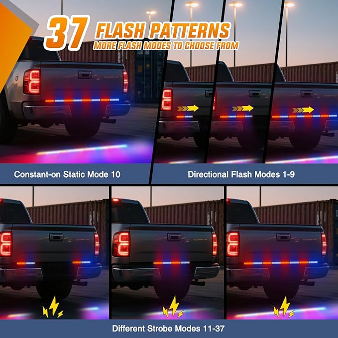 Nilight 60 Inch Emergency Strobe Light Strips with Controller, 384LED Flashing Warning Hazard Safety Rear Window Tailgate Lights for Truck Trailer Construction Plow Pickup Tow SUV Vehicles, Red Blue