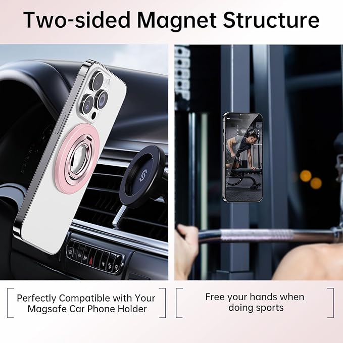 SYNCWIRE Magnetic Phone Ring Holder for MagSafe [2 Pack] - Magnet Cell Phone Grip Stand Finger Ring Kickstand Two-Sided Magnetic Compatible with iPhone 17 Pro Max 16 15 14 13 12 MagSafe Accessories