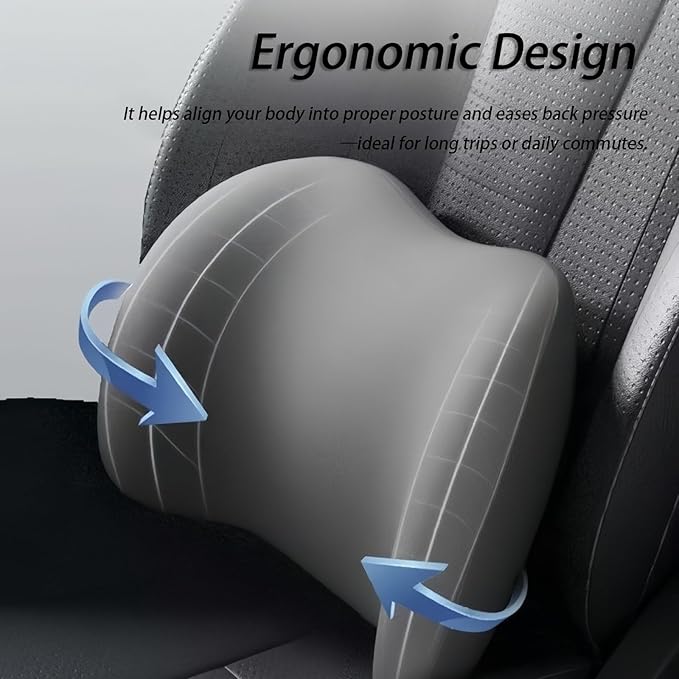 Car Lumbar Support Pillow and Car Neck Pillow Kit for KIA Stinger 2017 2018 2019 2020 2021 2022 2023, Car Seat Neck Back Rest Pillows, Ergonomic Car Seat Headrest & Lumbar Cushion,C Coffee