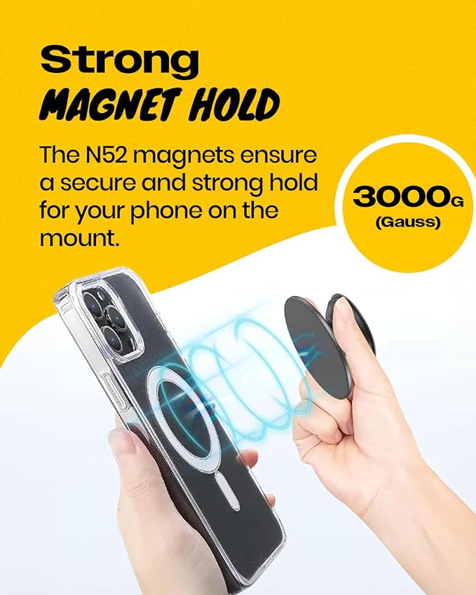 On The Grip Compatible with Magsafe Ultra-Thin Collapsible Phone Grip – Sleek Magnetic Phone Holder for iPhone & Android, 360 Rotation, Wireless Charger Compatible, Durable & Portable (Black)