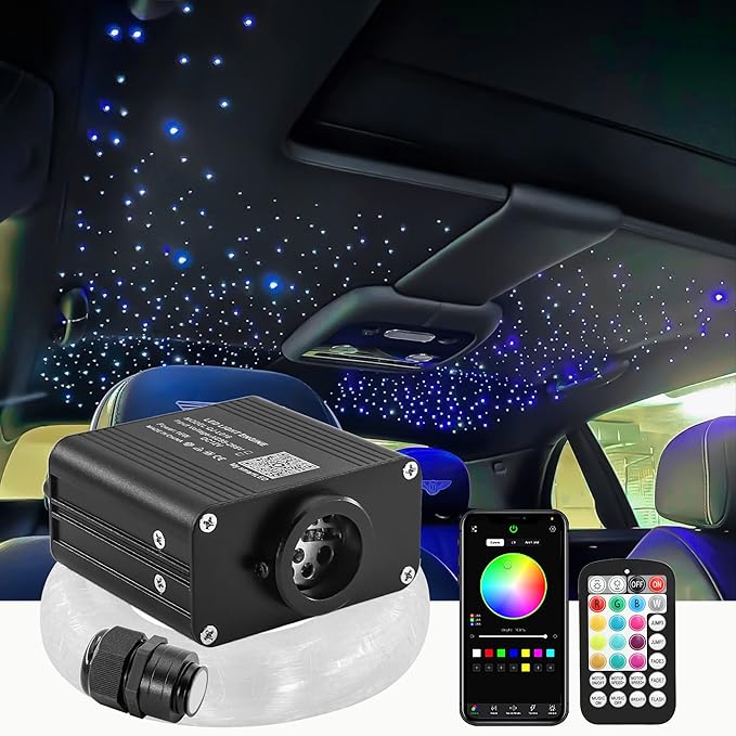 ATOKEE Twinkle Starlight Headliner Kit Mixed 450pcs 9.8ft, 16W Small Size Fiber Optic Lights Car Star Roof Lights with APP/RF Remote Music Mode