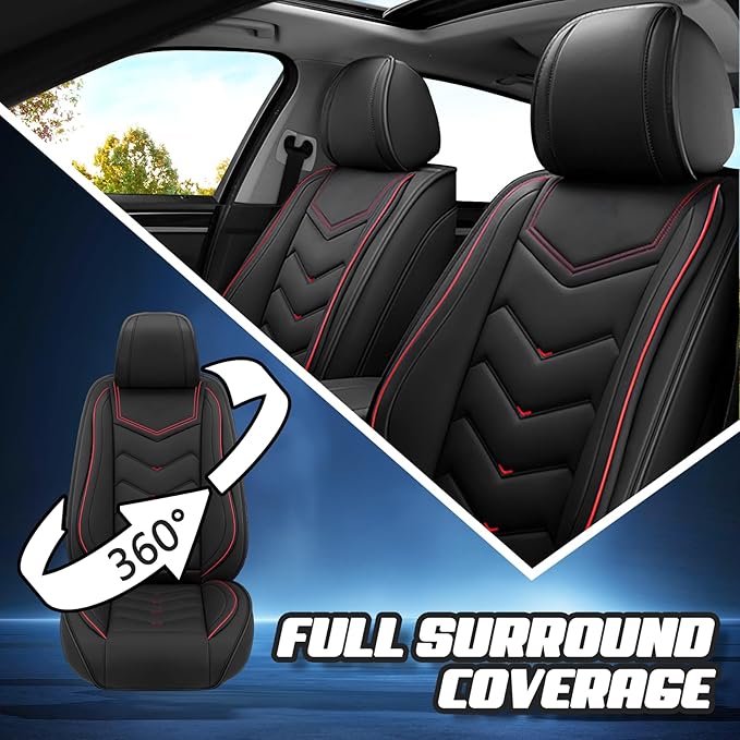 Car Seat Covers for Mitsubishi Outlander 2003-2026, Premium Nappa Leather Car Seat Cover, Stylish Sport Seat Covers， Automobile Seat Cover Sets.(Standard 2 Seats/Black)